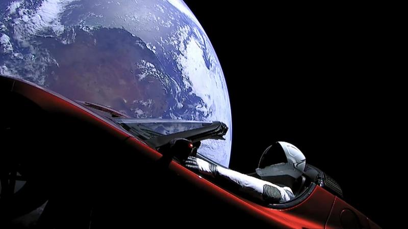 Tesla roadster in space